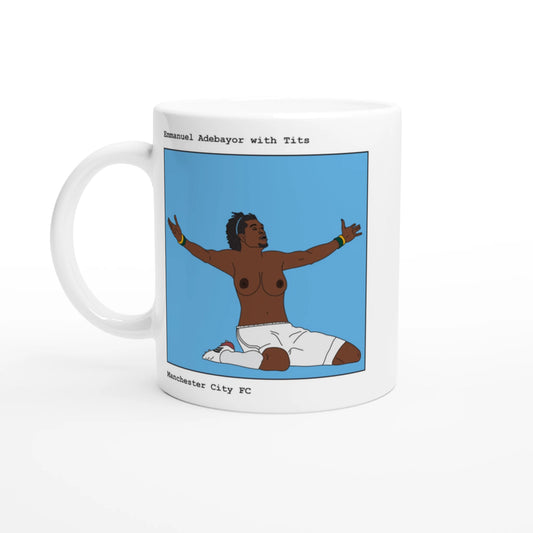 Funny Emmanuel Adebayor Mug by Footballerswith
